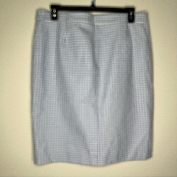 NWT J. Crew #2 Pencil Checkered Print Blue and White Skirt Size 16 - Picture 4 of 8